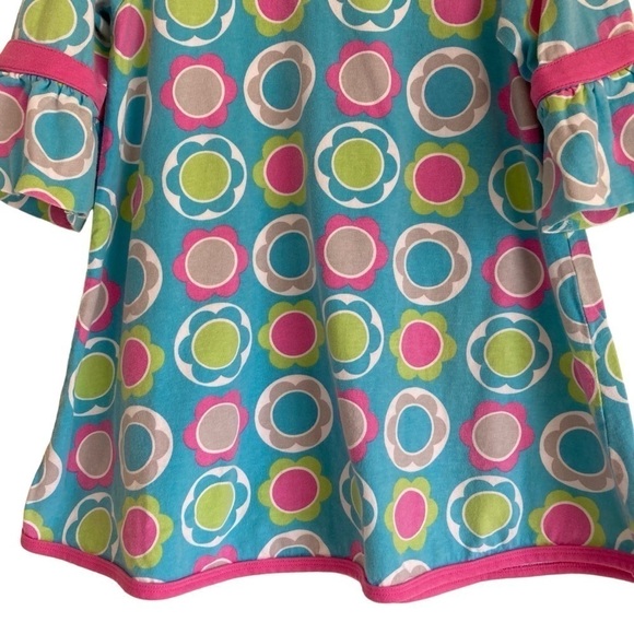 Chez Ami by Patsy Aiken Retro Style Bell Sleeve Floral Polka Dot Cotton Dress 6X - Picture 3 of 16